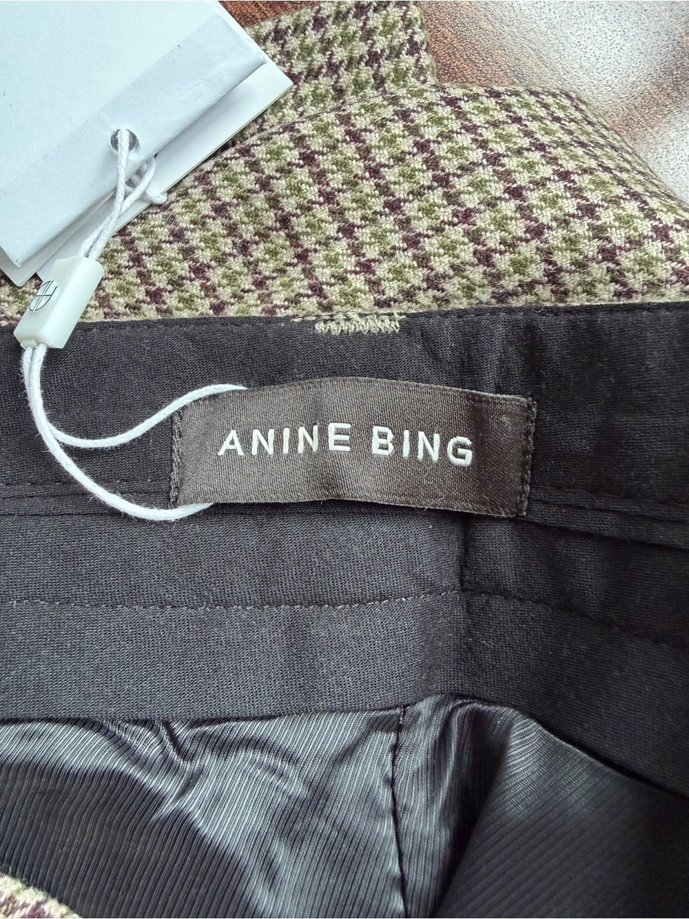 Anine Bing Lyra Houndstooth Flare Split Hem Trousers 34 / US 2 - Picture 3 of 11